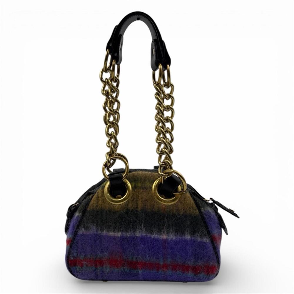 Vivienne Westwood Orb Wool Mini Chain Bag Plaid Gold Hardware - Picture 3 of 9